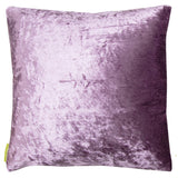 Close up of the crushed velvet pillow reverse in light purple/ dark lilac.