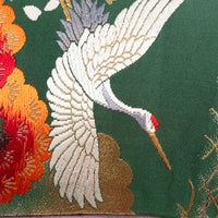 Deep green oriental crane pillow