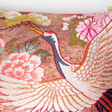 Embroidered crane antique cushion