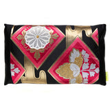 Pink black obi silk pillow by Hunted and Stuffed