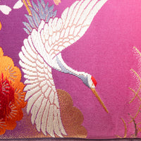 Pink flying crane pillow antique kimono silk