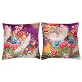 Set of 2 purple silk wedding kimono pillows by Hunted and Stuffed, London.